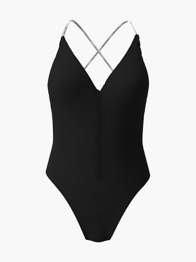 Calvin Klein Fürdőruha HU709558 | Calvin Klein Logo Ties Cross Back Női Fürdőruha Fekete